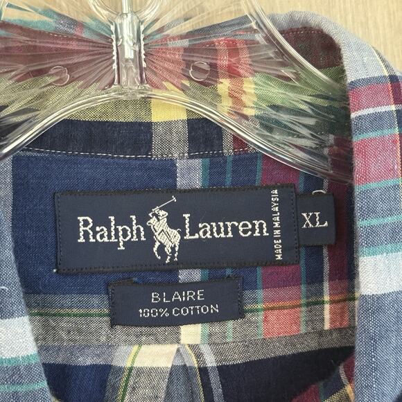 Polo Ralph Lauren Shirt Mens Size XL Tartan Plaid Button Down Blair Short Sleeve - Picture 5 of 11